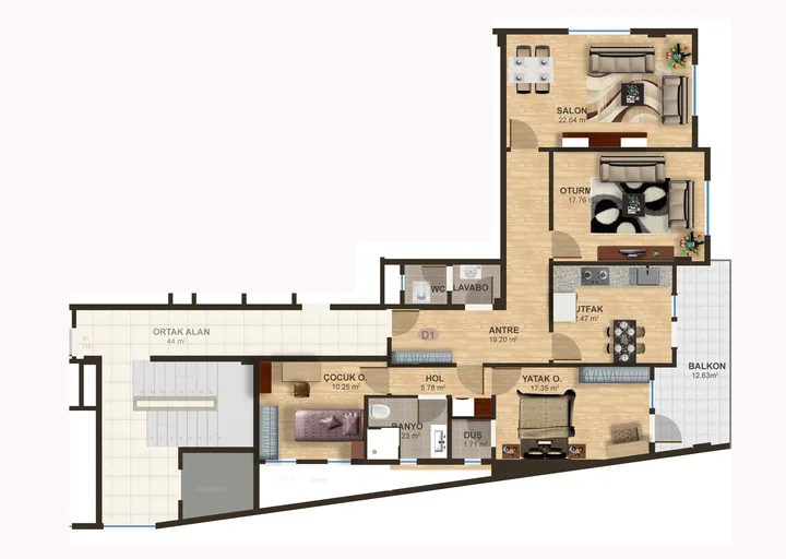 Sedir Apartmanı A Blok plan 3